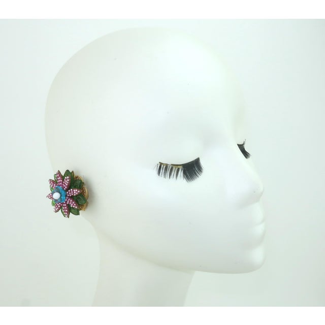 Stanley Hagler & Ian St. Gielar Glass Beaded Flower Earrings, 1990's For Sale - Image 11 of 11