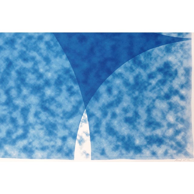 Paint 2026, Abstract Astronomy, Handmade Cyanotype Monotype in Blue, Parting of the Sky on Watercolor Paper For Sale - Image 7 of 8