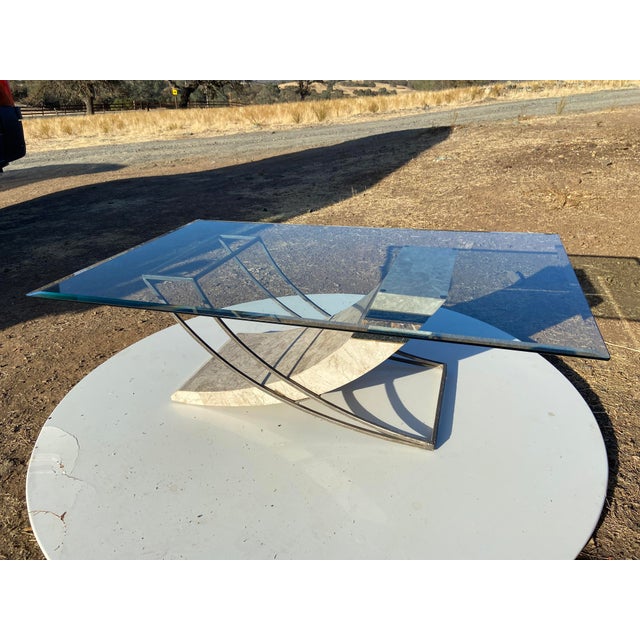 Vintage Postmodern Tessellated Stone & Glass Sculptural Coffee Cocktail Table For Sale - Image 14 of 17