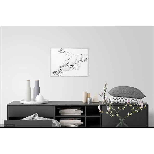 This ink drawing is very vibrant in the composition. It is a portrait and a full figure drawing. This drawing brings life...