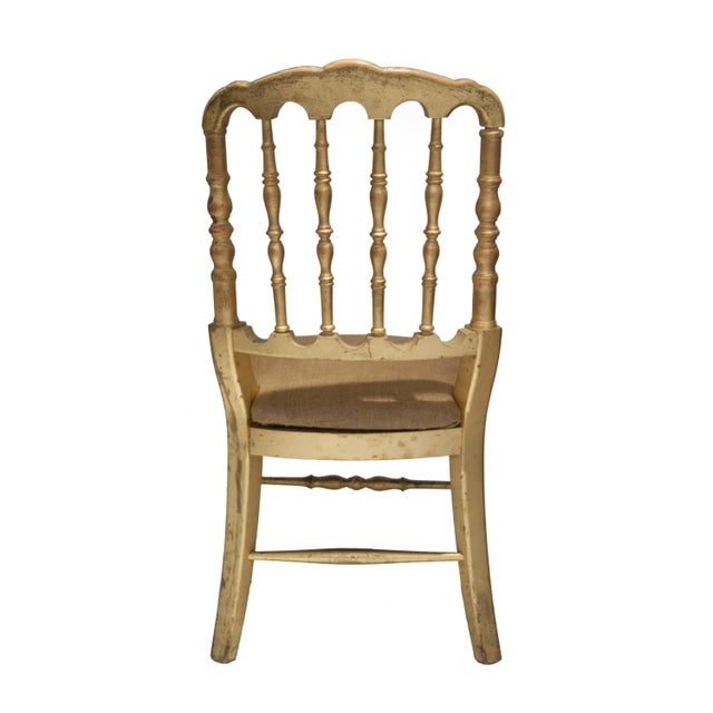 Napoleon III Style Chiavari Solid Wooden Hand-Crafted Gold Leaf Chair, France, 1960s For Sale - Image 4 of 8