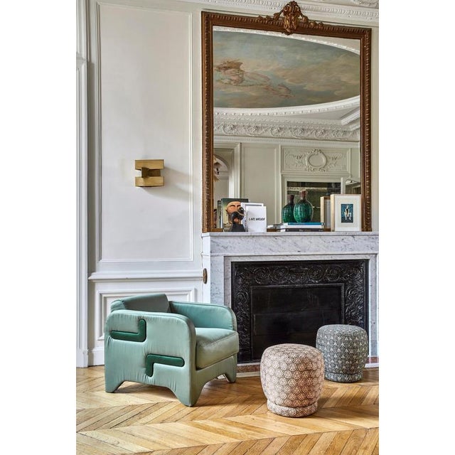 Pink Zveva Round Pouf in Beech by Popus Editions For Sale - Image 8 of 9