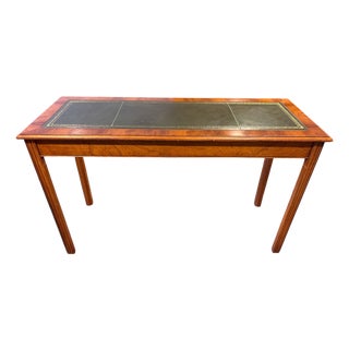 English Yew Table with Green Leather For Sale