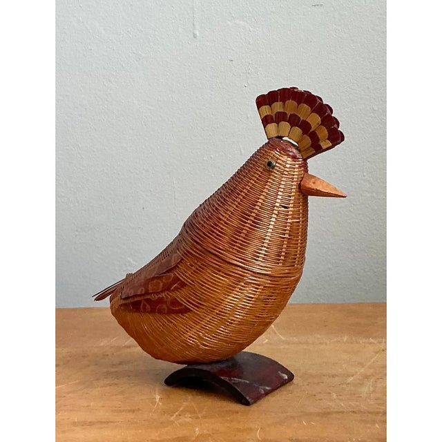 This vintage Shanghai weave rattan pheasant showcases the meticulous craftsmanship typical of mid-20th-century Asian...
