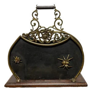 19th Century English Mahogany Brass And Steel Magazine Rack