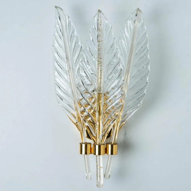 Glass Leaves Wall Sconces, 1970, Set of 2 For Sale - Image 8 of 18