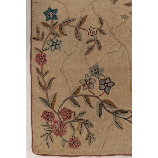 Textile Antique Hooked Rug in Beige With Ornate Floral Bouquet in Multicolor - Rug & Kilim For Sale - Image 7 of 10