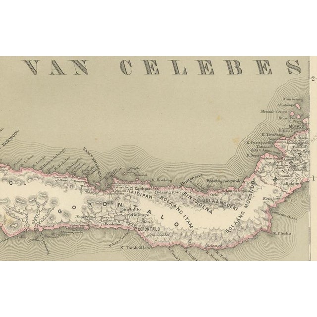 Antique Maps of Celebes Sulawesi - Dornseiffen in the Dutch East Indies, 1884, Set of 2 For Sale - Image 10 of 12