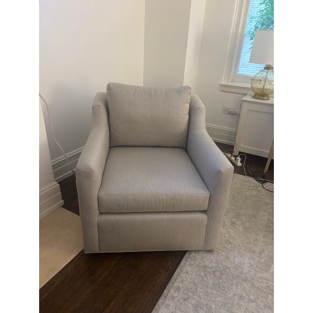 Pair of Pristine Mitchell Gold Swivel GiGi Club Chairs For Sale - Image 9 of 12