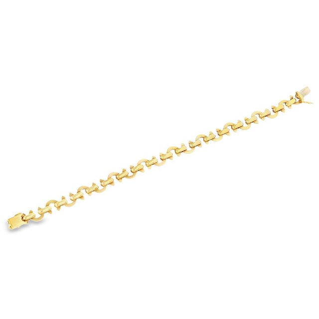 Gold Mid 20th Century Chanel 18k Yellow Gold Bracelet Iconic C Logo Links 7" For Sale - Image 8 of 10