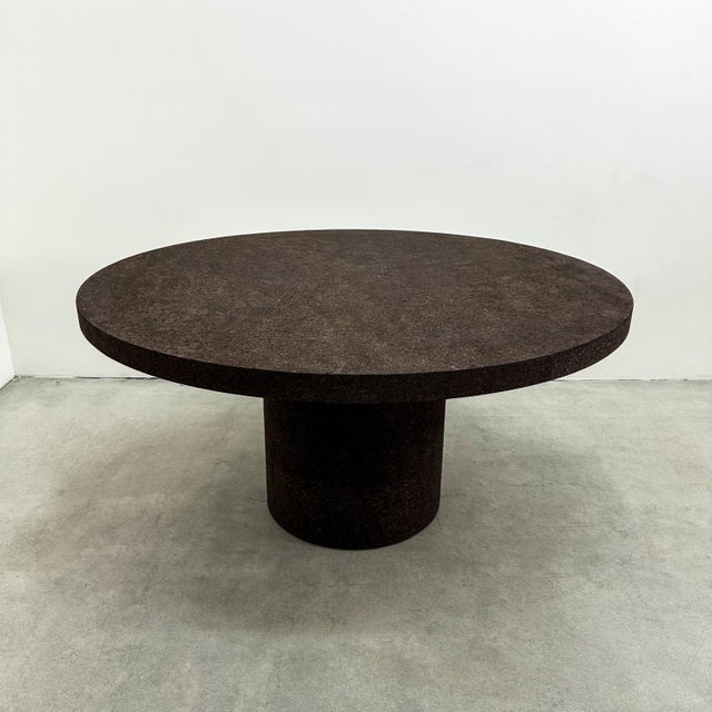 Karl Springer Vintage 70s Chocolate Brown Cork Round Dining Table – MCM Postmodern Retro 80s For Sale - Image 4 of 10