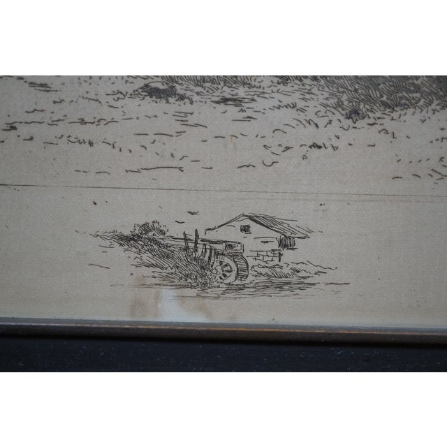 Late 19th Century Antique Alfred Hopkins Old Millhouse Water Mill Panoramic Riverscape Etching 25" For Sale - Image 5 of 13