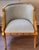 Sky Blue Pair of Mid 20th Century French Empire Style Barrel-Back Carved and Gilt Chairs For Sale - Image 8 of 10