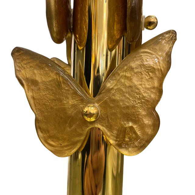 Murano Golden Butterflies Table Lamps, Set of 2 For Sale - Image 5 of 7
