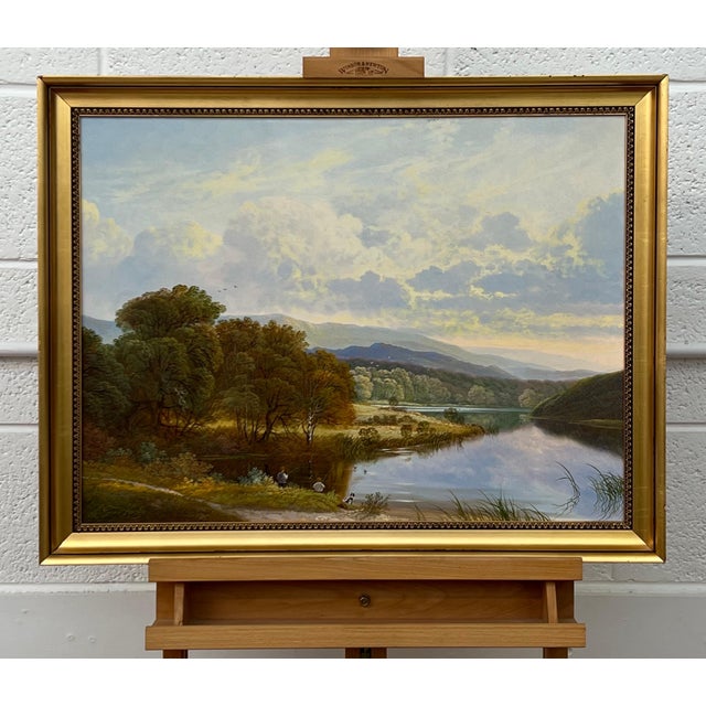 Textile Mountain Lake Oil Painting of a Loch in the Scottish Highlands by British Artist 1980 Circa For Sale - Image 7 of 14
