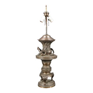 Antique, Signed, Japanese Bronze Vase/Lamp Circa 1880 Unique For Sale