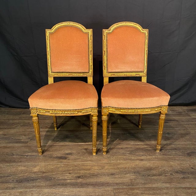 Antique French Louis XVI Salon Suite With Sofa Armchairs & Side Chairs -Set of 5 For Sale - Image 4 of 14