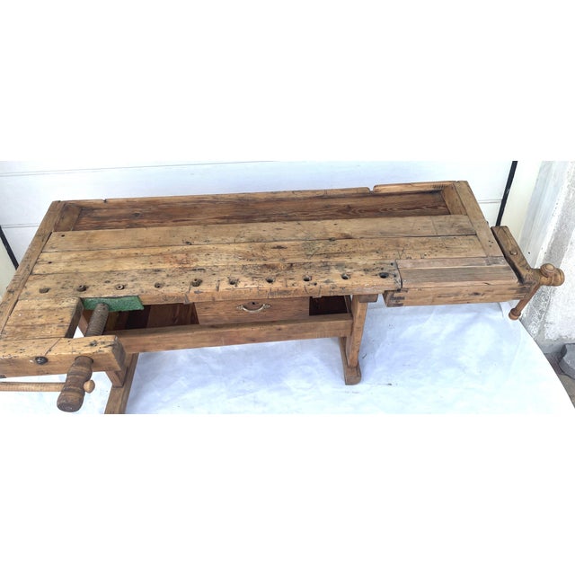 Carpenters Workbench with Drawer and Trough, 1900s For Sale - Image 18 of 18