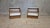 Charming pair of vintage mid-century bedside cabinets from Czechoslovakia, featuring warm brown wood tones, contrasting...