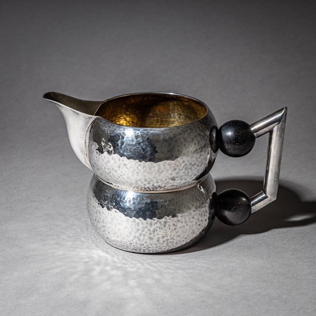 Wood 20th Century Art Deco Three-Piece Tea and Coffee Service with Hammered Surface, 1990s, Set of 3 For Sale - Image 7 of 14