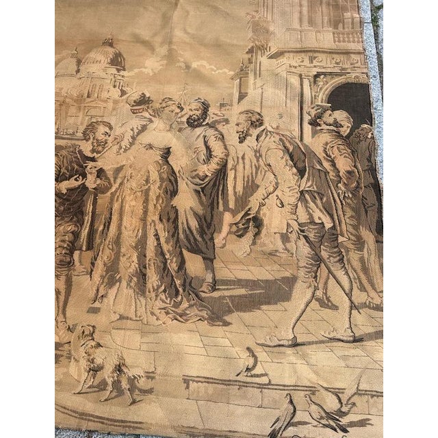 Antique French Jacquard Tapestry in the style of Aubusson, Venice, 1940s For Sale - Image 3 of 18