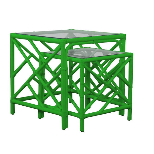 Chippendale Nesting Tables - Bright Green For Sale In West Palm - Image 6 of 6