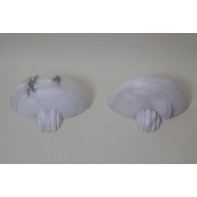 Art Deco Alabaster Wall Lights, France, 1980s, Set of 2 For Sale - Image 6 of 12