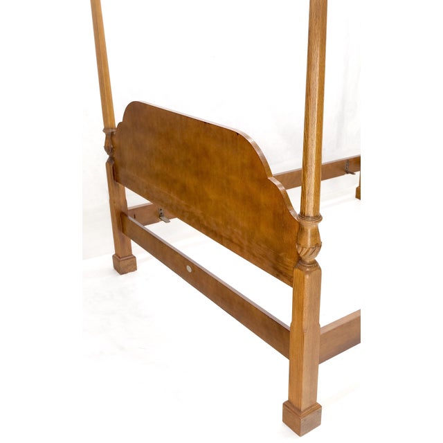 Baker Queen Size Burl Wood Headboard Poster Bed w/ Finials MINT For Sale - Image 6 of 16