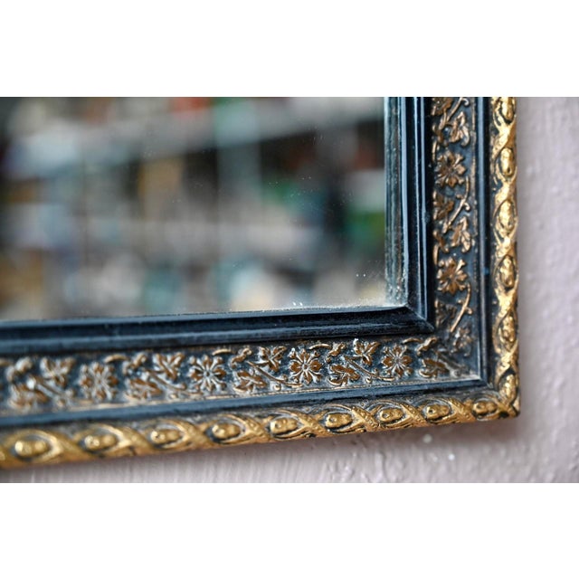 19th Century Napoleon III Wall Mirror in Blackened Wood and Gilded Stucco, 1890s For Sale - Image 4 of 7