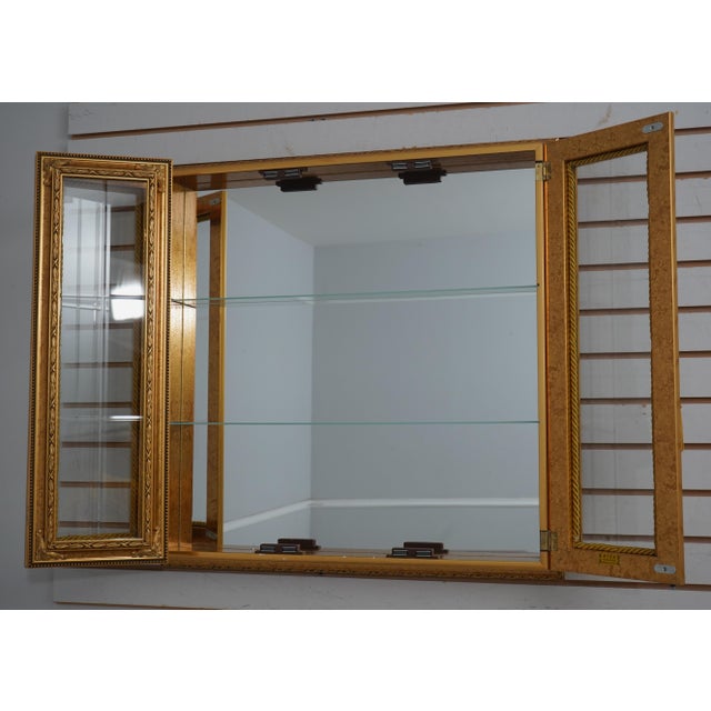French Gold Gilt Etched Glass Wall Cabinet For Sale - Image 4 of 11