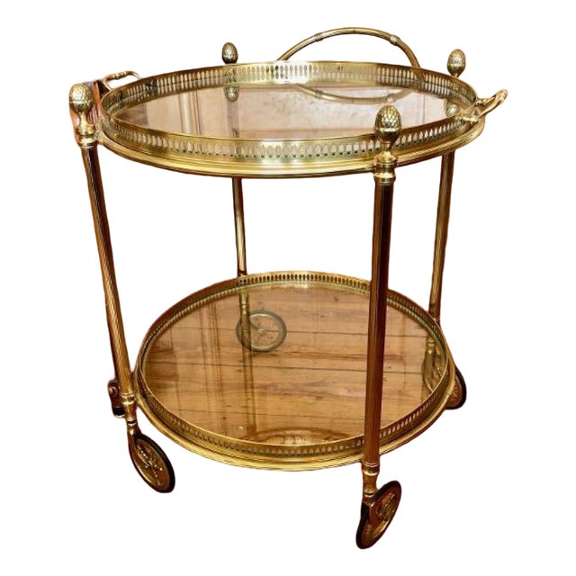 Vintage Brass Serving Trolley, 1950s For Sale