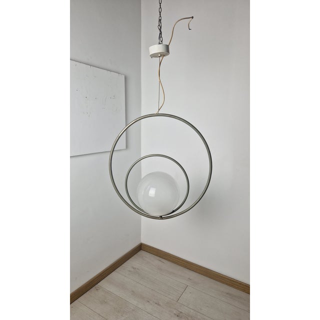 Metal Rotatable Pendant Lamp in Burnished Brass and Glass Sphere by Pia Guidetti Crippa for Lumi, 1970s For Sale - Image 7 of 11