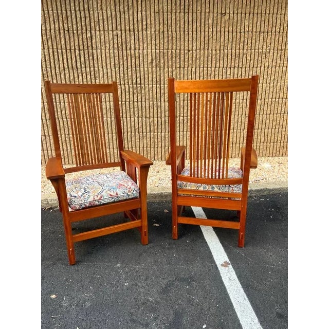 Set of Six Stickley Mission Style Cherry Spindle Dining Chairs. High End Furniture. Solid wood , Art & Craft style. High...