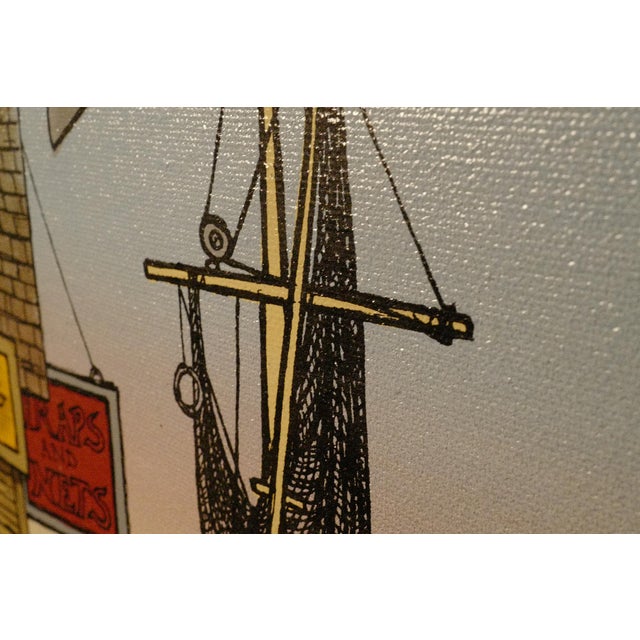 Late 20th Century Late 20th Century H. Hargrove Signed Serigraph Harbor Fishing Boats Fish Market Framed For Sale - Image 5 of 6
