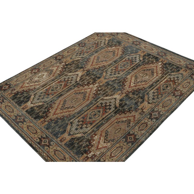 Rug & Kilim 2010s Rug & Kilim’s Tribal Style Rug in Blue, Brown, Red & Gold Geometric Pattern For Sale - Image 4 of 8