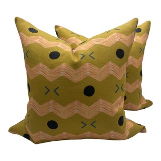James Malone Zig Zag Pillows- A Pair For Sale