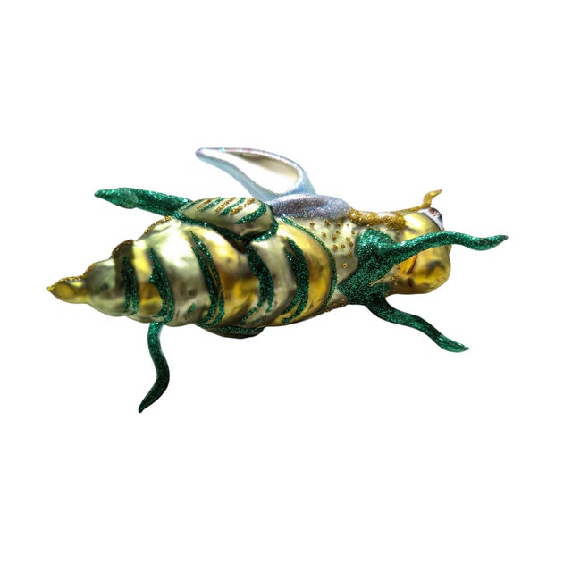 2010s Larry Fraga “Green Leaper” #5998 Glitter Series Rare Blown Glass Ornament For Sale - Image 5 of 5