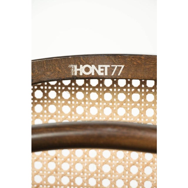 Vintage Long John High Back Armchairs in Curved Wood with Cane Seats from Thonet, Set of 2 For Sale - Image 12 of 13