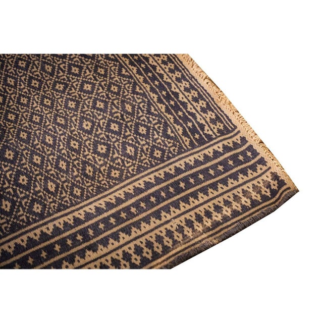 1950s Small Blue Geometric Modern Cotton Vintage Persian Ziloo Knotted Rug For Sale In New York - Image 6 of 6