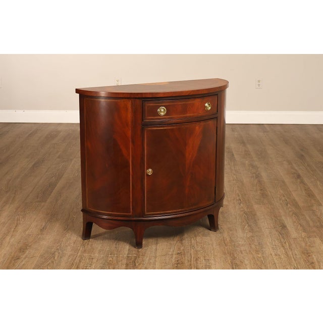 Traditional Henkel Harris Mahogany Demilune Console Cabinet Console For Sale - Image 3 of 18