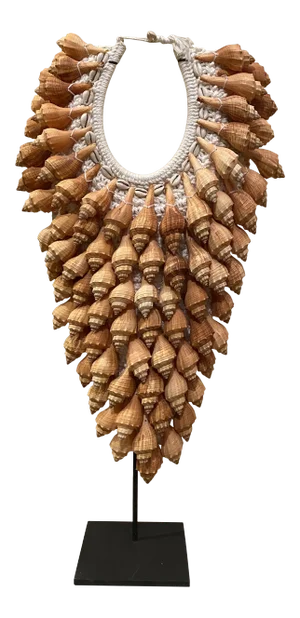 Indonesian Tribal Seashell Necklace on Stand
