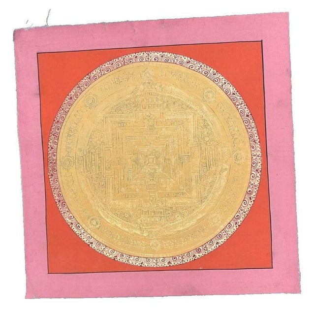 Tibetan Kalachakra Mandala Hand-Painted Thangka For Sale - Image 4 of 5