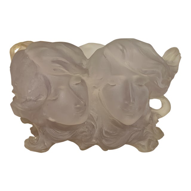 Mid 20th Century Art Nouveau Style Composition Center Bowl With Female Faces in High Relief For Sale