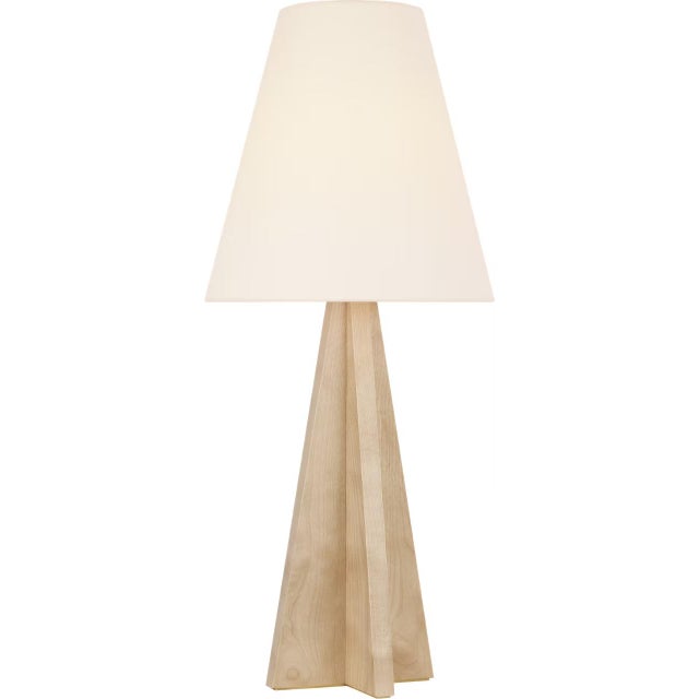 Modern Kelly Wearstler by Visual Comfort Signature Crue 34" Table Lamp in Natural Maple with Linen Shade For Sale - Image 3 of 3