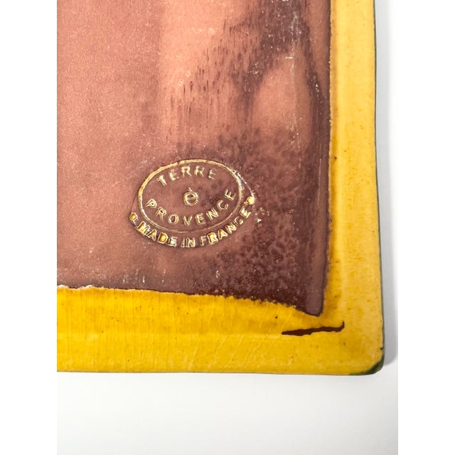 Terre E Provence Yellow & Green Large Earthenware Square Tray Platter For Sale In Dallas - Image 6 of 6