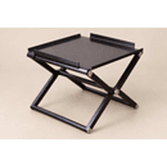 Rena Dumas and Hermès Paris Folding side table "Pippa," Paris, c. 1985, pear wood, brass; marked on the table frame:...