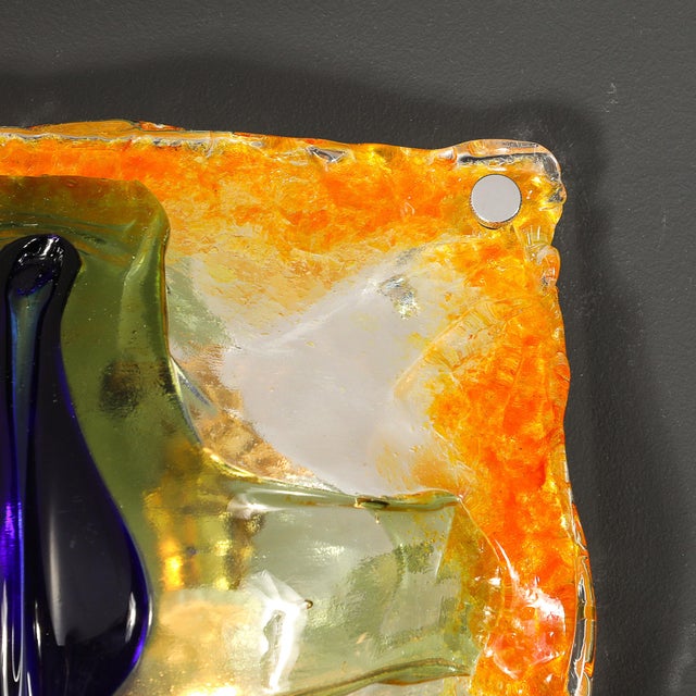 Mid-Century Modern Mid-Century Hand-Blown Amber, Green & Blue Murano Glass Sconces by Mazzega For Sale - Image 3 of 18