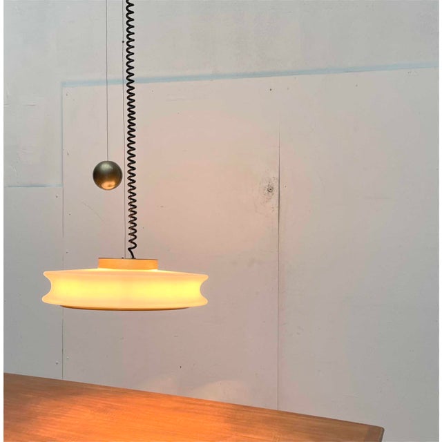 Metal Mid-Century Modern German Space Age Orion Counterweight Pendant Lamp in Glass from Staff Leuchten, 1960s For Sale - Image 7 of 18