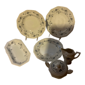 1970s Rosenthal Porcelain With Grey Bouque - 73 Pieces Set