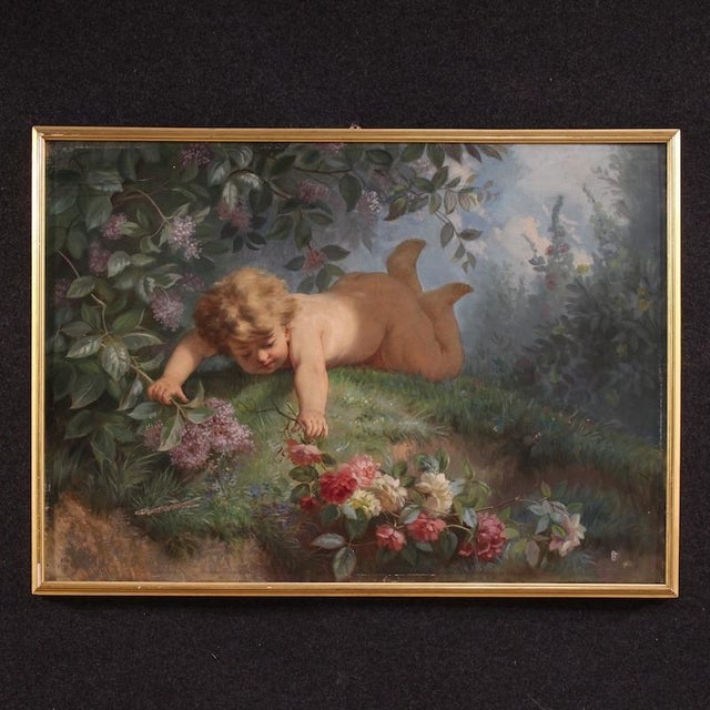 Italian Artist, Nude Figurative Composition, 19th Century, Oil Painting on Canvas, Framed For Sale - Image 16 of 16